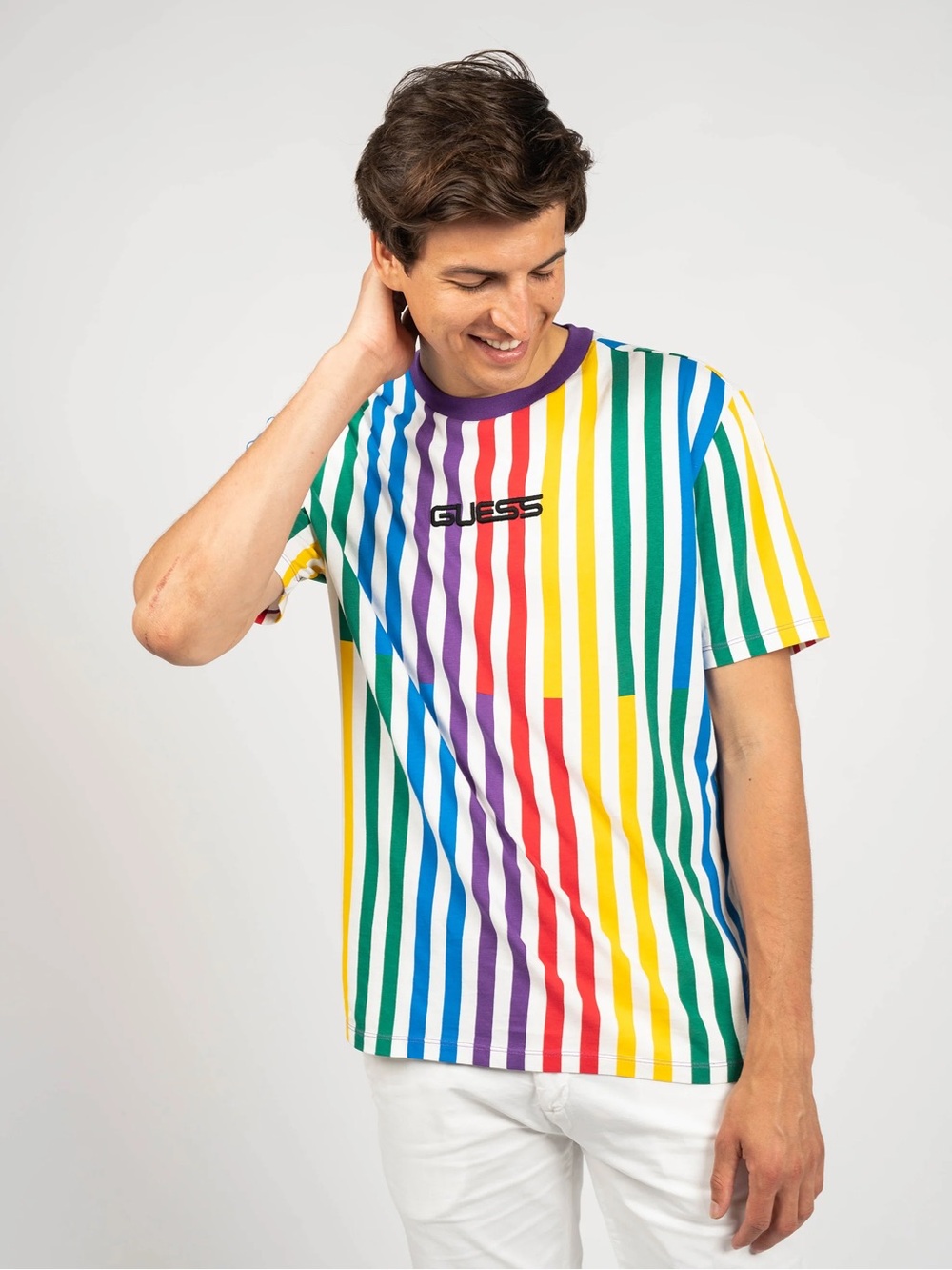 Guess x J Balvin La Familia Rainbow Striped Shirt Multicolor Size M